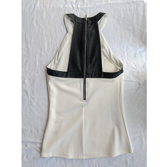 Dynamite white tank top with black pleather trim - Picture 2 of 3